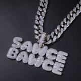 Dazzling Bubble Name CZ Necklace In Cuban Chain (SILVER)