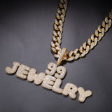 Dazzling Bubble Name CZ Necklace In Cuban Chain (GOLD)
