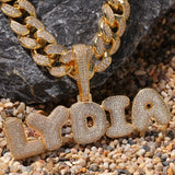 Dazzling Bubble Name CZ Necklace In Cuban Chain (GOLD)