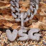 Dazzling Bubble Name CZ Necklace In Cuban Chain (SILVER)