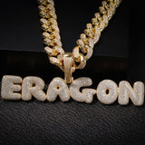 Dazzling Bubble Name CZ Necklace In Cuban Chain (GOLD)