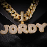 Dazzling Bubble Name CZ Necklace In Cuban Chain (GOLD)