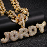 Dazzling Bubble Name CZ Necklace In Cuban Chain (GOLD)