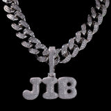 Dazzling Bubble Name CZ Necklace In Cuban Chain (SILVER)