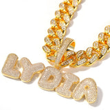 Dazzling Bubble Name CZ Necklace In Cuban Chain (GOLD)