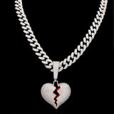 Broken Heart CZ Pendant Necklace