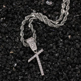 Cursive Letters CZ Custom Necklace (SILVER)