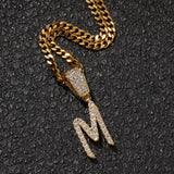 Cursive Letters CZ Custom Necklace (GOLD)