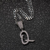 Cursive Letters CZ Custom Necklace (SILVER)