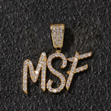 Cursive Letters CZ Custom Necklace (GOLD)