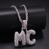 Bubble Letters CZ Necklace (SILVER)