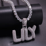 Bubble Letters CZ Necklace (SILVER)