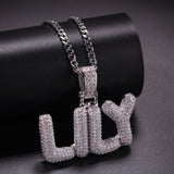 Bubble Letters CZ Necklace (SILVER)
