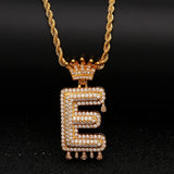 Crowned Drop Initial CZ Necklace (GOLD)