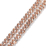 Cuban Chain Pink and White CZ Necklace