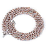 Cuban Chain Pink and White CZ Necklace