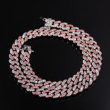 Cuban Chain Pink and White CZ Necklace