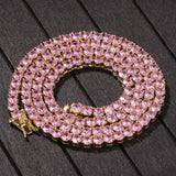 Pink Iced Cubic Zirconia Tennis Chains