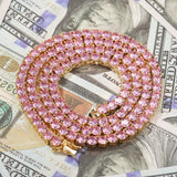 Pink Iced Cubic Zirconia Tennis Chains