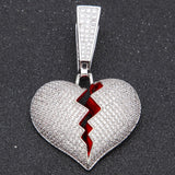 Broken Heart CZ Pendant Necklace