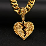 Broken Heart CZ Pendant Necklace