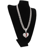 Broken Heart CZ Pendant Necklace