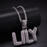 Bubble Letters CZ Necklace (SILVER)
