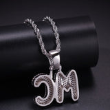Bubble Letters CZ Necklace (SILVER)