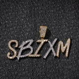 Cursive Letters CZ Custom Necklace (SILVER)