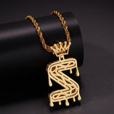 Crowned Drop Initial CZ Necklace (GOLD)